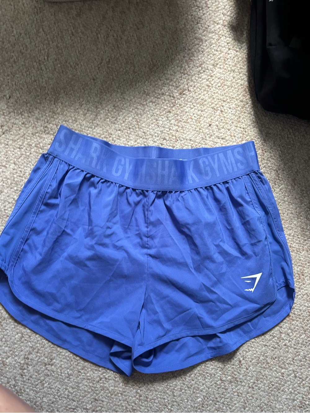 Gymshark Women's Royal Blue Training Shorts with Logo Waistband